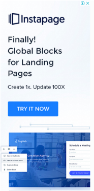 Instapage global blocks display ad
