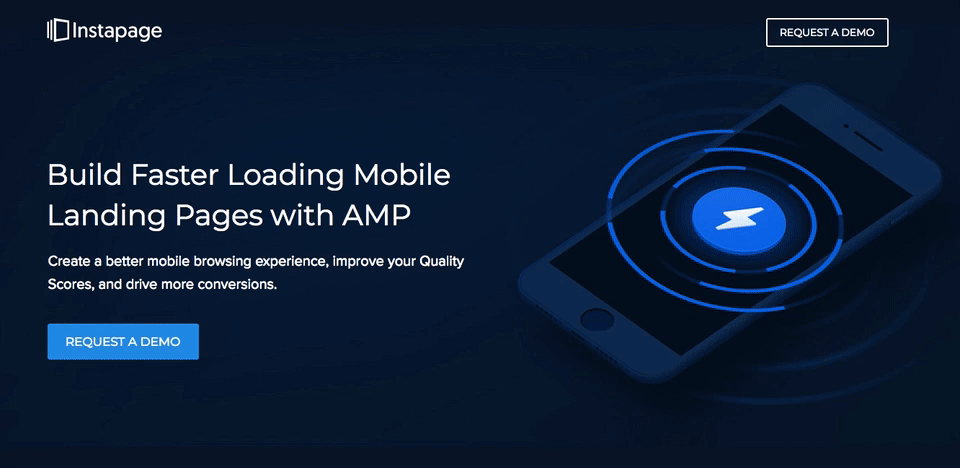Instapage post-click landing page connected with display ad