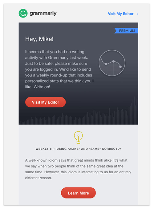 Product personalization email