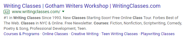 text ads display URL