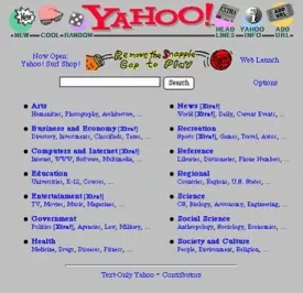 evolution of advertising Yahoo website 1995