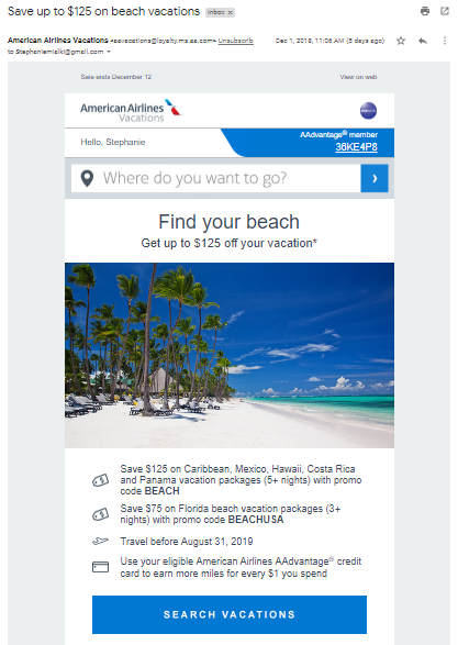 hospitality marketing American Airlines