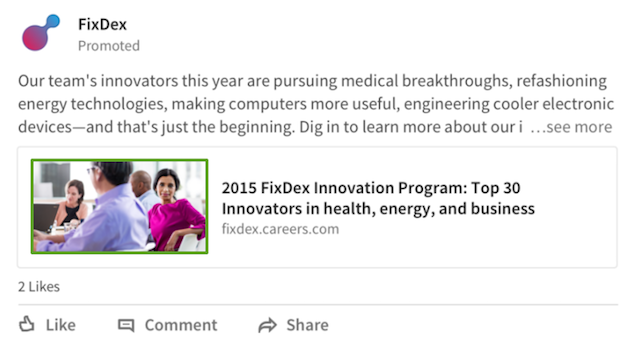 LinkedIn Dynamic Ad compared sponsored content background