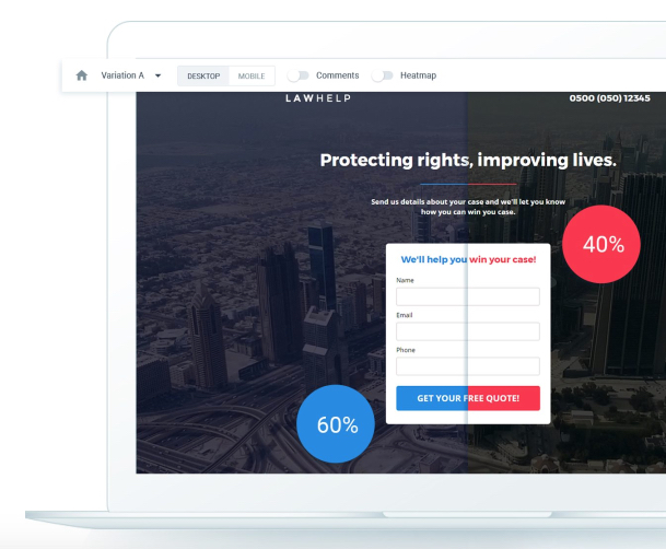 A/B testing homepage Instapage split testing