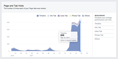 Visitas à página do Facebook Insights