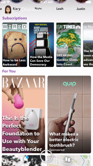 Snapchat ads Story discover