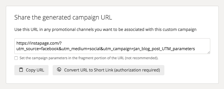 UTM parameters Google builder link