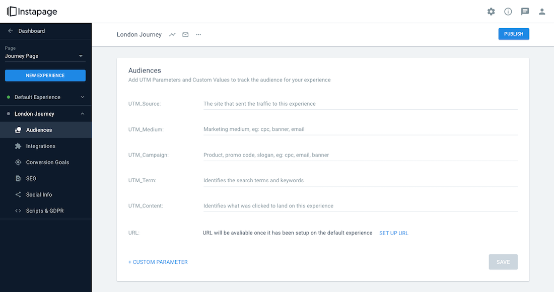 UTM parameters Instapage builder