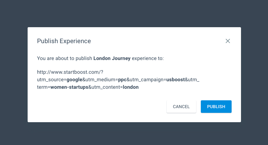 UTM parameters Instapage publish