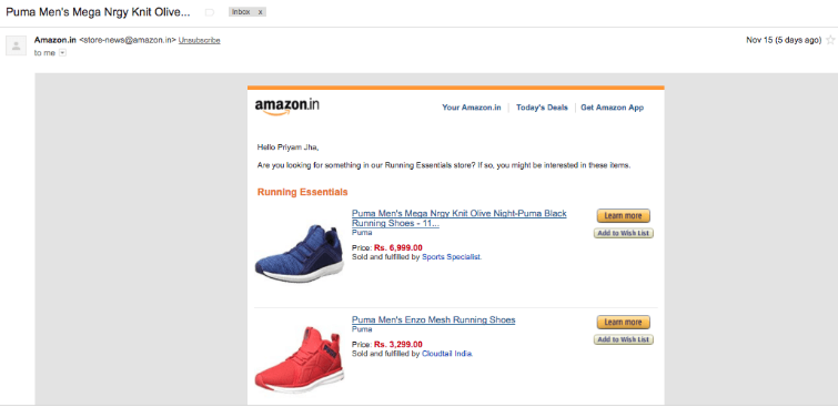 hyper personalization Amazon example