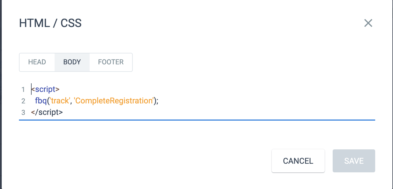 Facebook contest Pixel code
