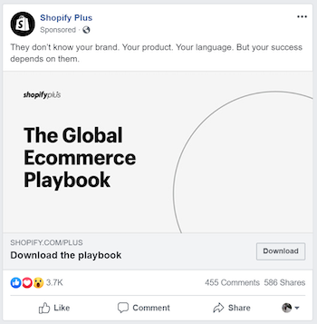 Facebook Ads for ecommerce Shopify example