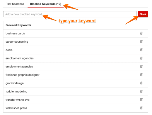 Yelp ads keyword blocking