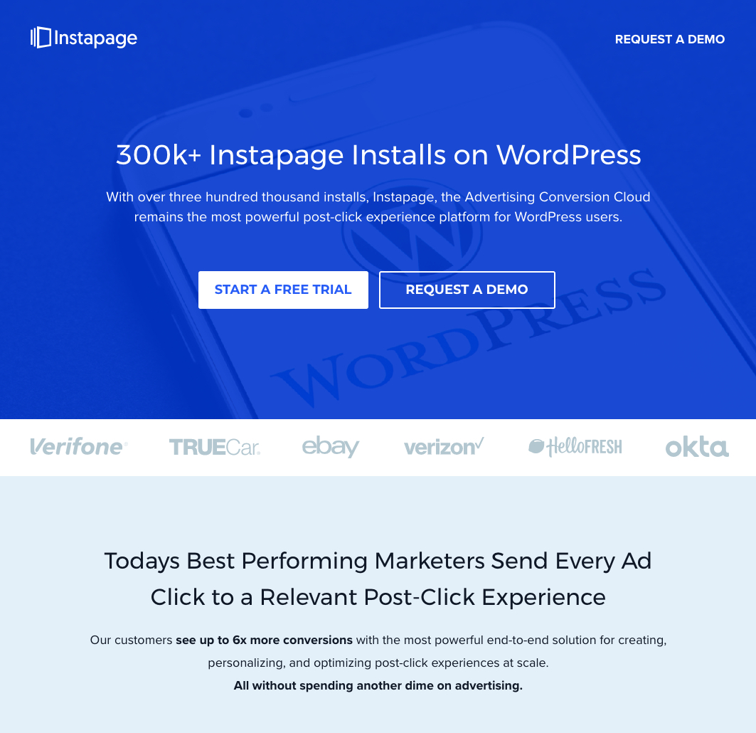 dynamic text replacement post-click Instapage example