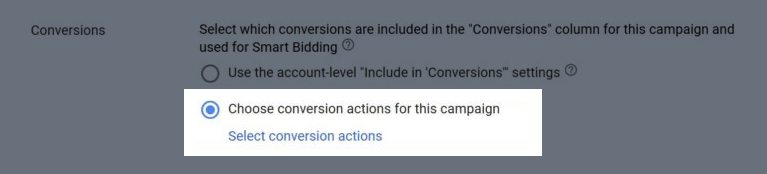 Google campaign level conversion setting