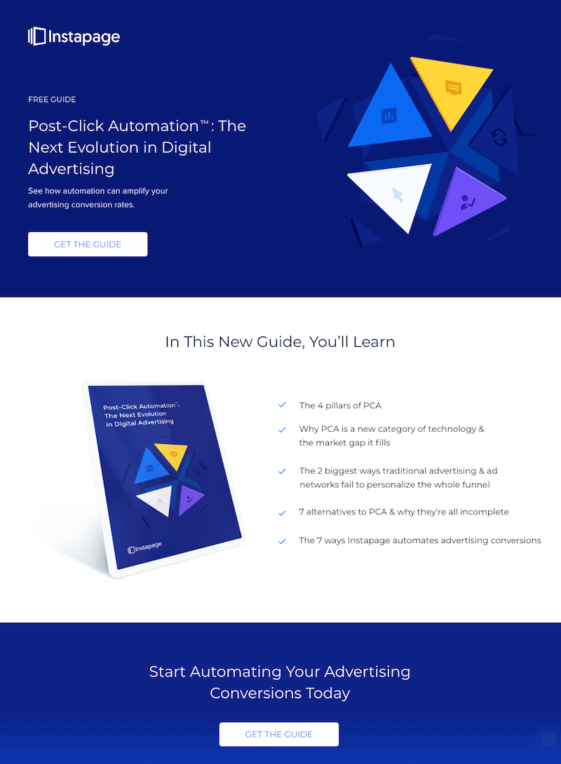 visual advertising landing page bullet points example