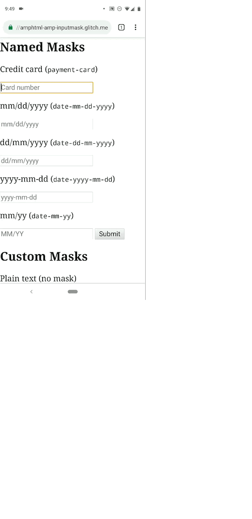 AMP updates input masking
