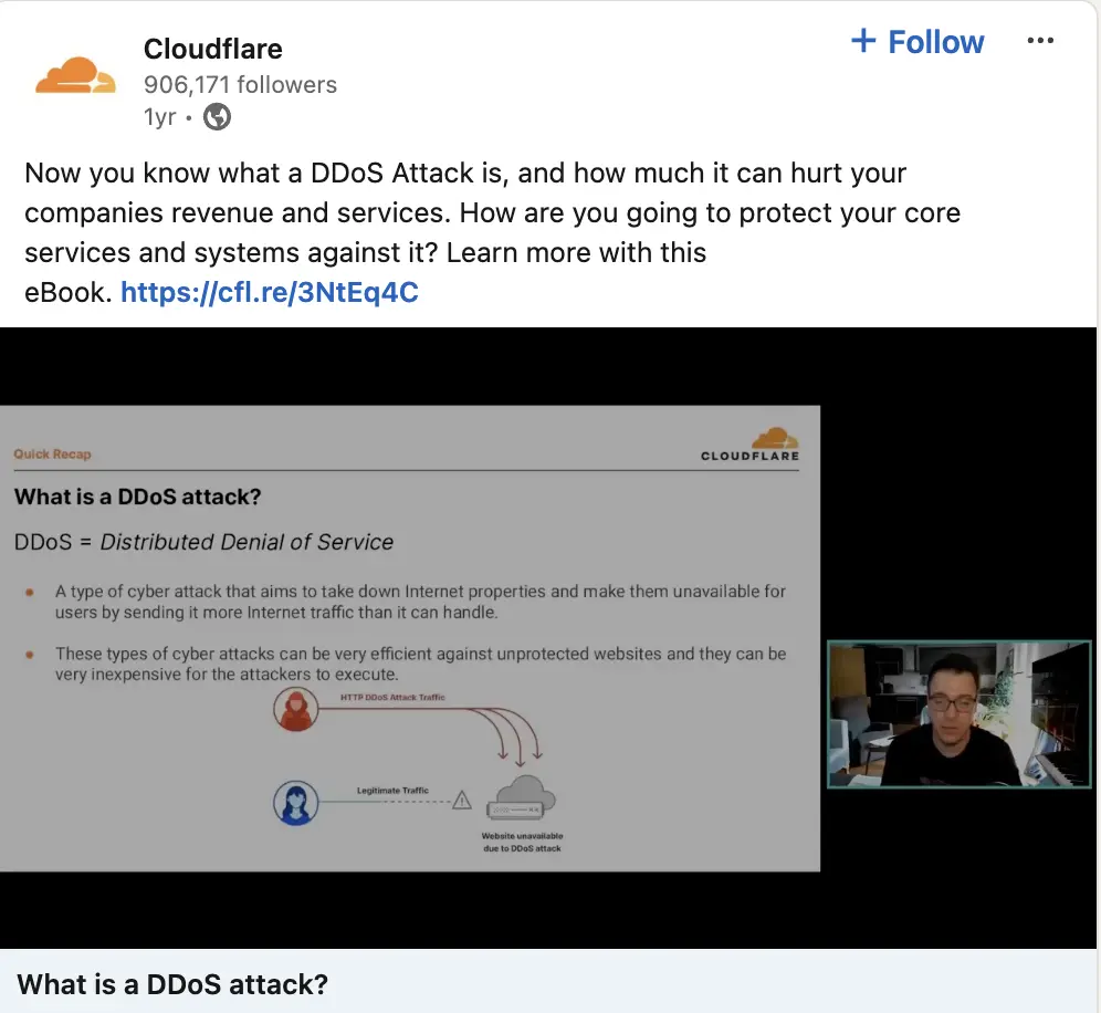 This image shows Cloudflare's LinkedIn post screenshot