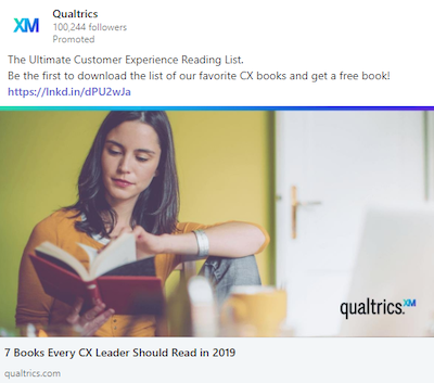 Qualtrics LinkedIn retargeting ad example
