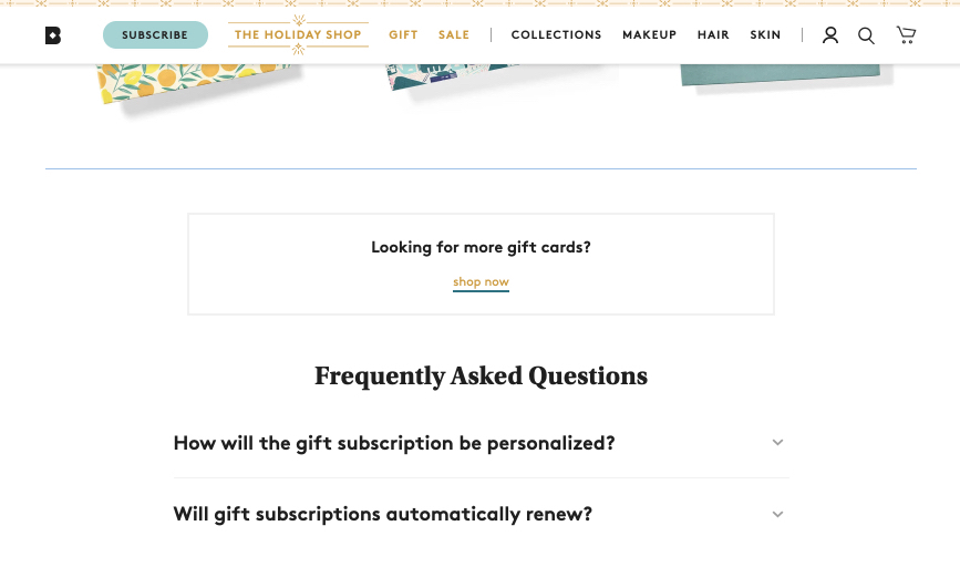 Birchbox landing page FAQ