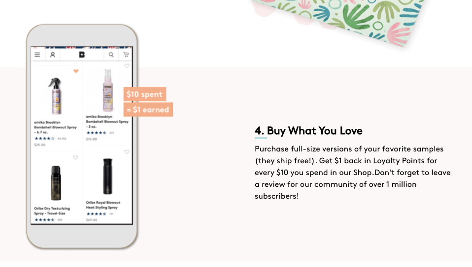 Birchbox landing page product explanation