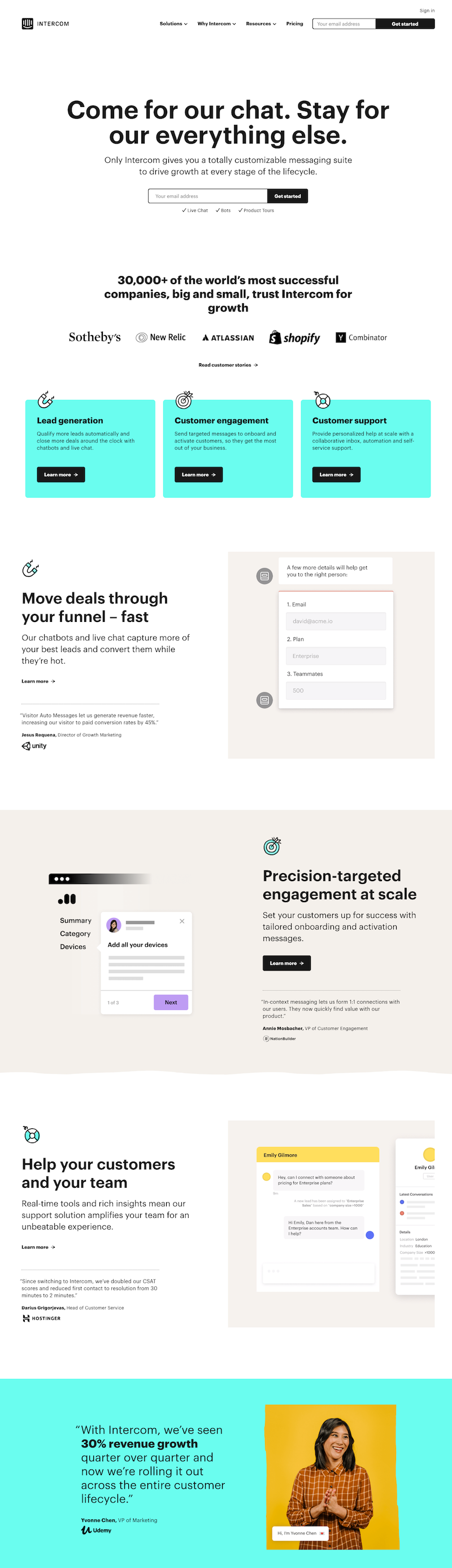 Intercom homepage