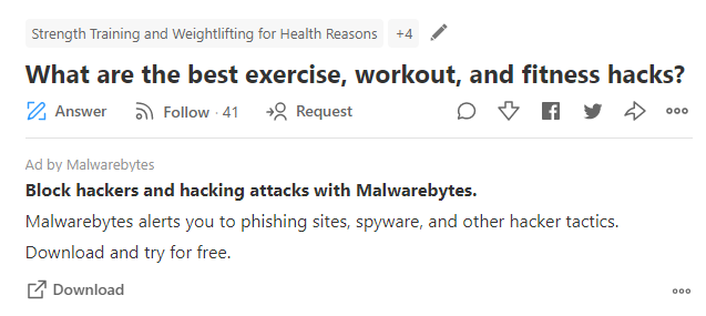 Quora ads targeting keyword example mistake
