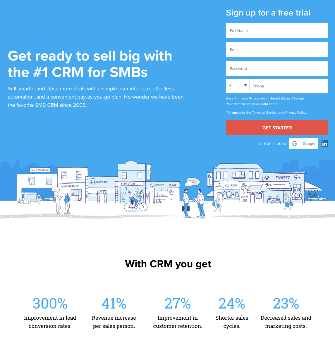 Zoho CRM paid search landing page