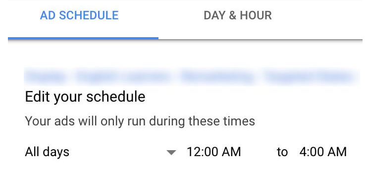 Google Ads not showing wrong schedule