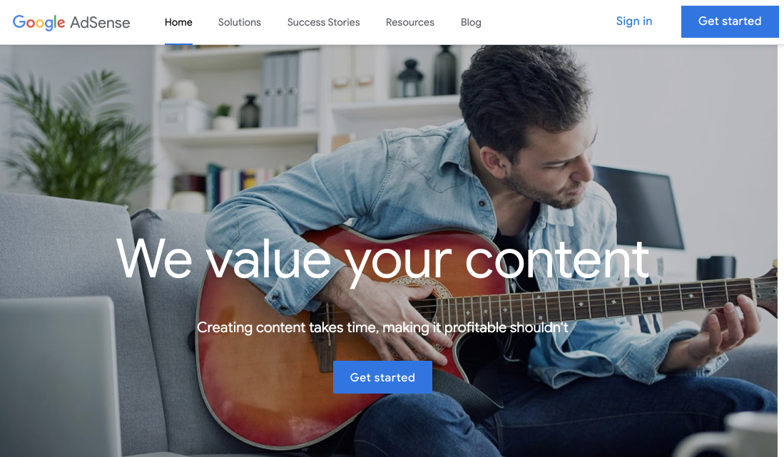 Google AdSense post-click landing page
