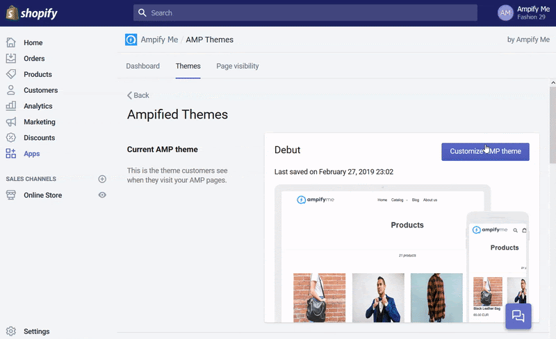 AMP app for Shopify