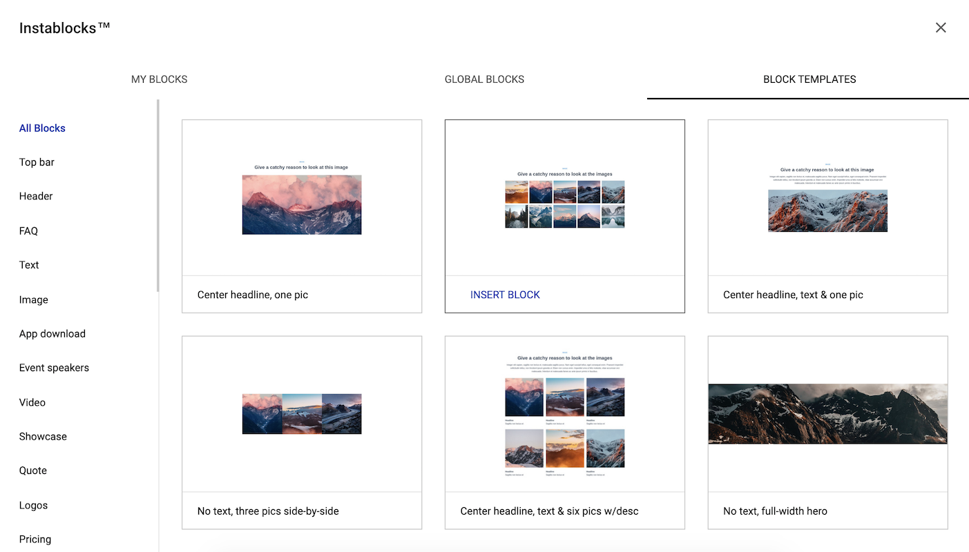 conversion-optimized layouts block templates