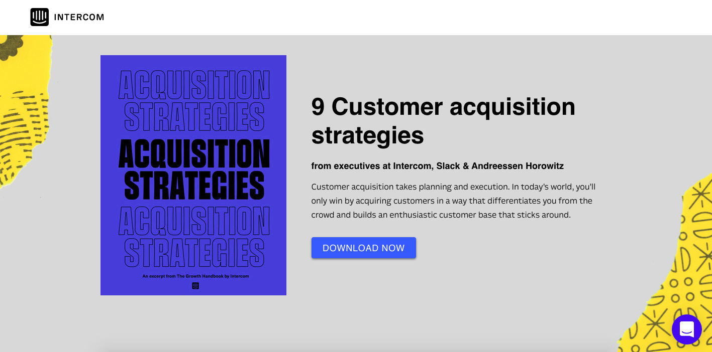 Intercom landing page