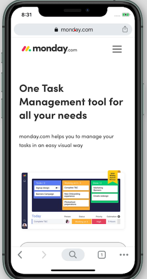 mobile ad spend landing page Monday example