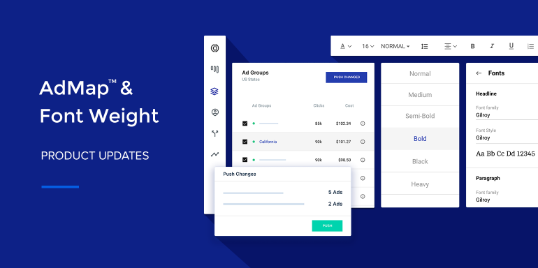 Instapage AdMap & font weight updates