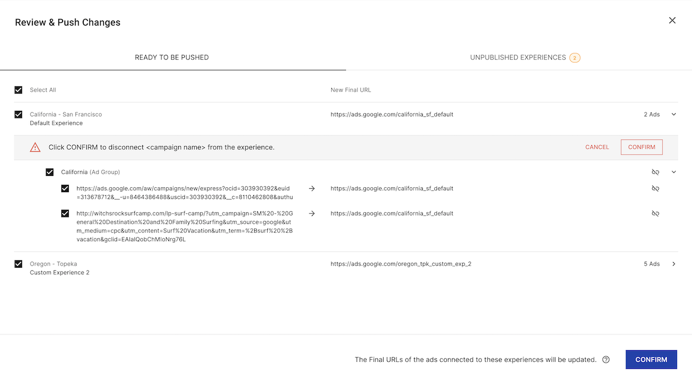 Instapage AdMap sync disconnect experience