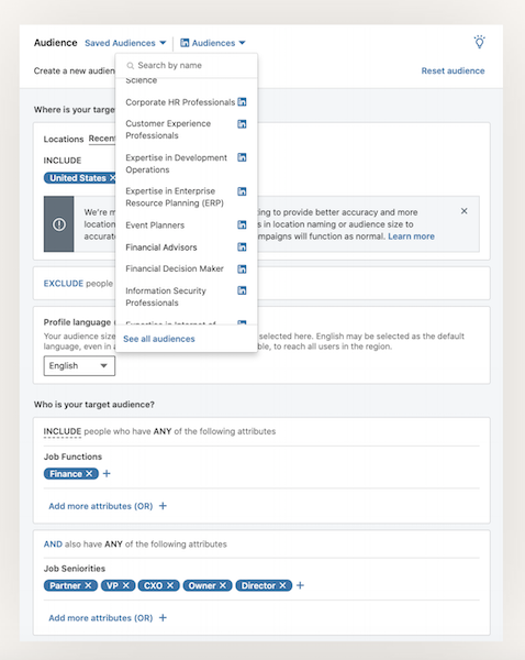 linkedin website audience