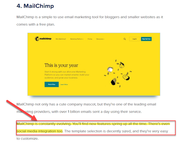 voice of the customer MailChimp example