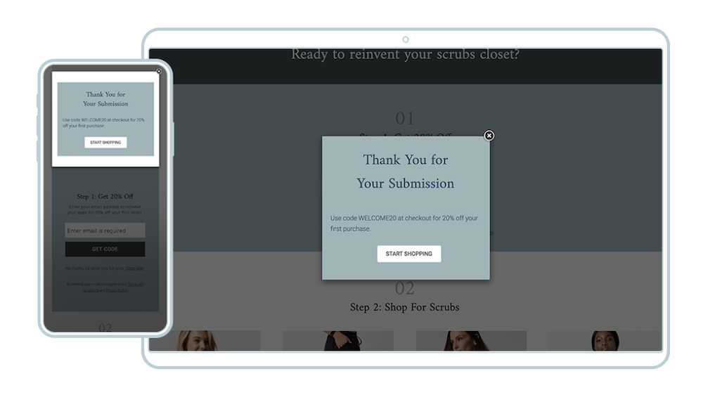 HTML custom code form submission popup example