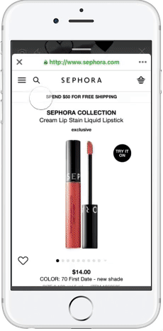 Sephora Facebook AR ads example