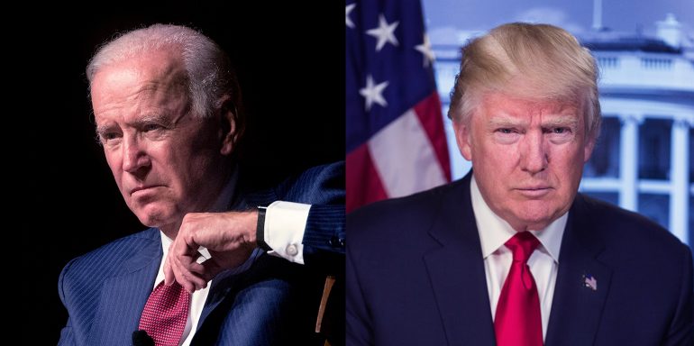 Biden and Trump election landing pages