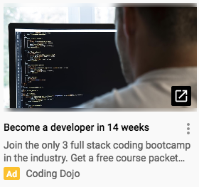 This image shows a screenshot of Coding dojo ad