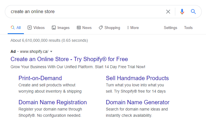 Example of Effective Google Ads Campaign Shopify