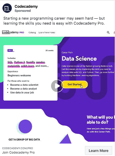 Codeacademy ad example