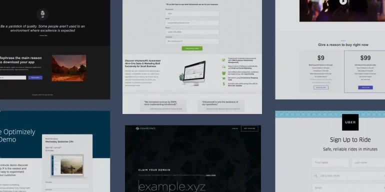 This image shows best landing page examples.