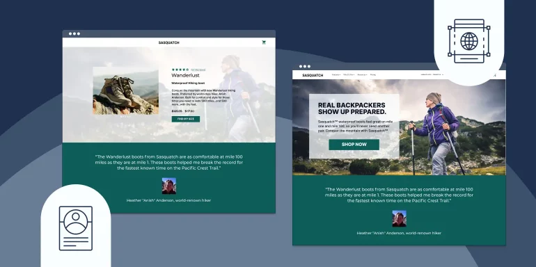 This image shows the difference between the homepage vs. landing page difference.