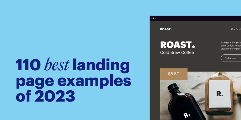 This header image shows best 110 landing page examples from 2024.