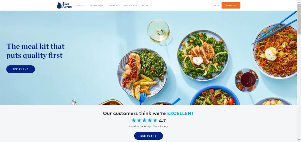 Picture of Blue Apron landing page.