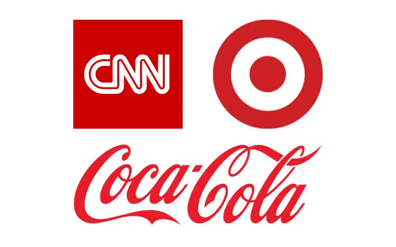 Red color brand logos CNN, Target, Coca-cola.