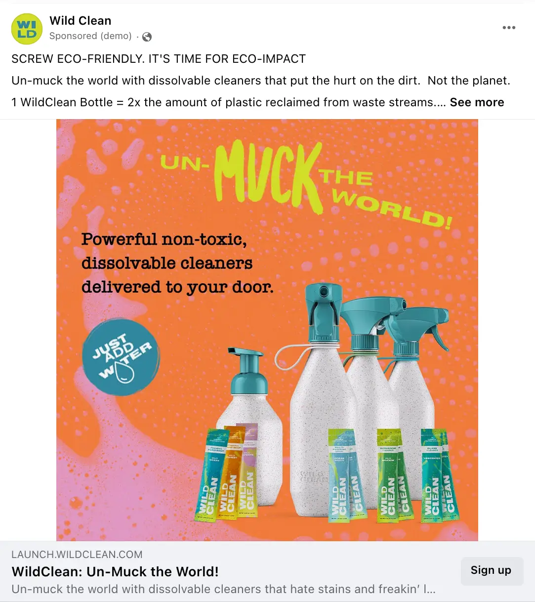 This image shows Wild Clean ad